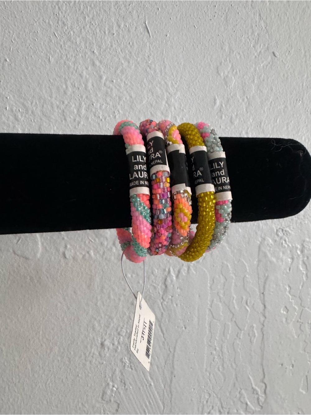 Lily & Laura Multicolor Beaded Bracelet Set - Pink, Yellow, Green, Gray
